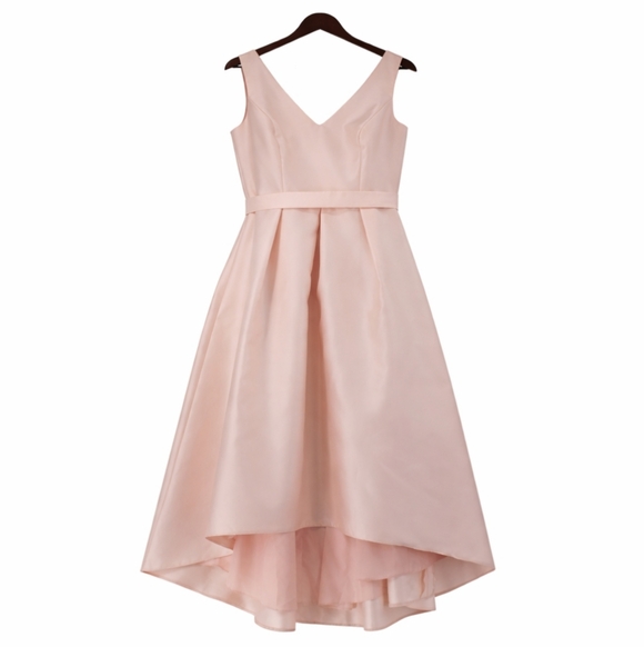 ALFRED SUNG Dresses & Skirts - Alfred Sung Blush Satin High-Low Bridesmaid Evening Gown Dress Size 16 D723S